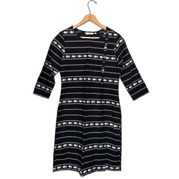 Max | Black and White Embroidered Stripe Fish Kurta Size Medium - Picture 1 of 8